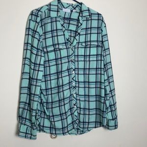 NY and Co plaid flannel seafoam green
